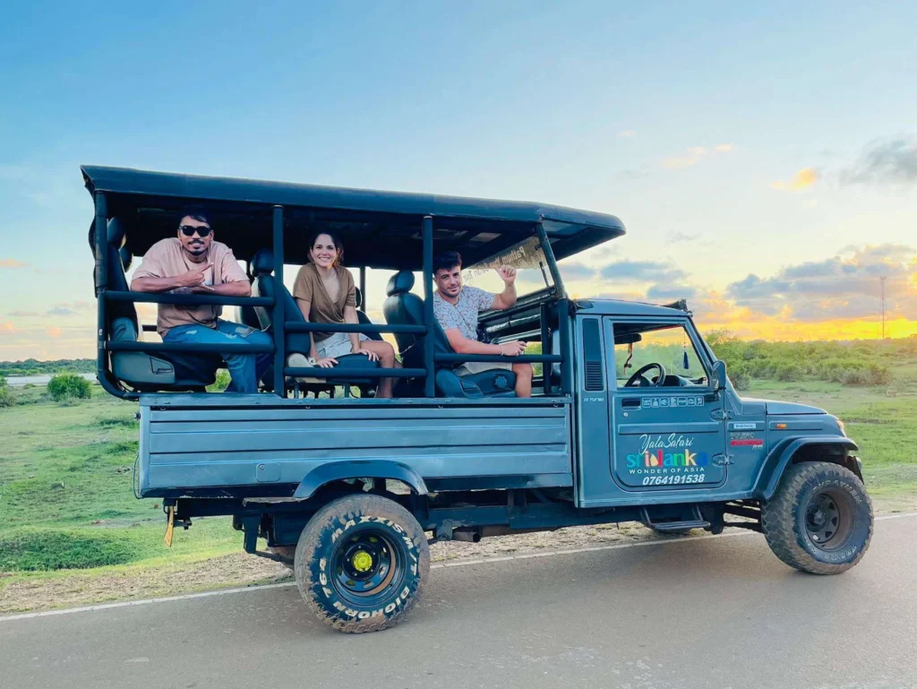 Home 1 Group of Friends sitting on our YALA safari cab seat and take a group picture | Nobel Travels Sri lanka - Sri lankan Travel Agency