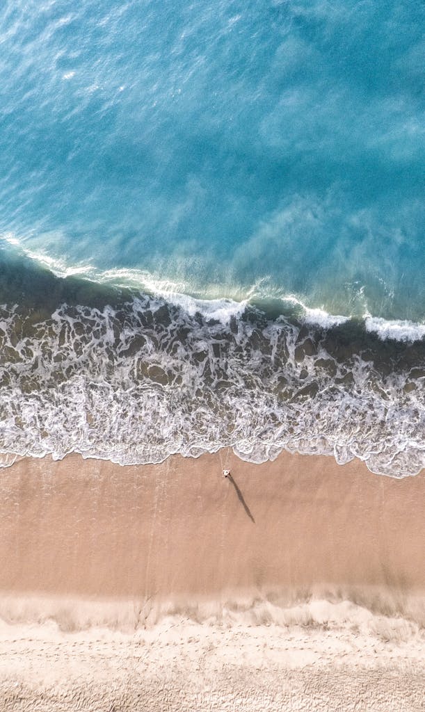 Image Gallery 4 Vibrant aerial capture of Arugam Bay's sandy shore and turquoise waves.